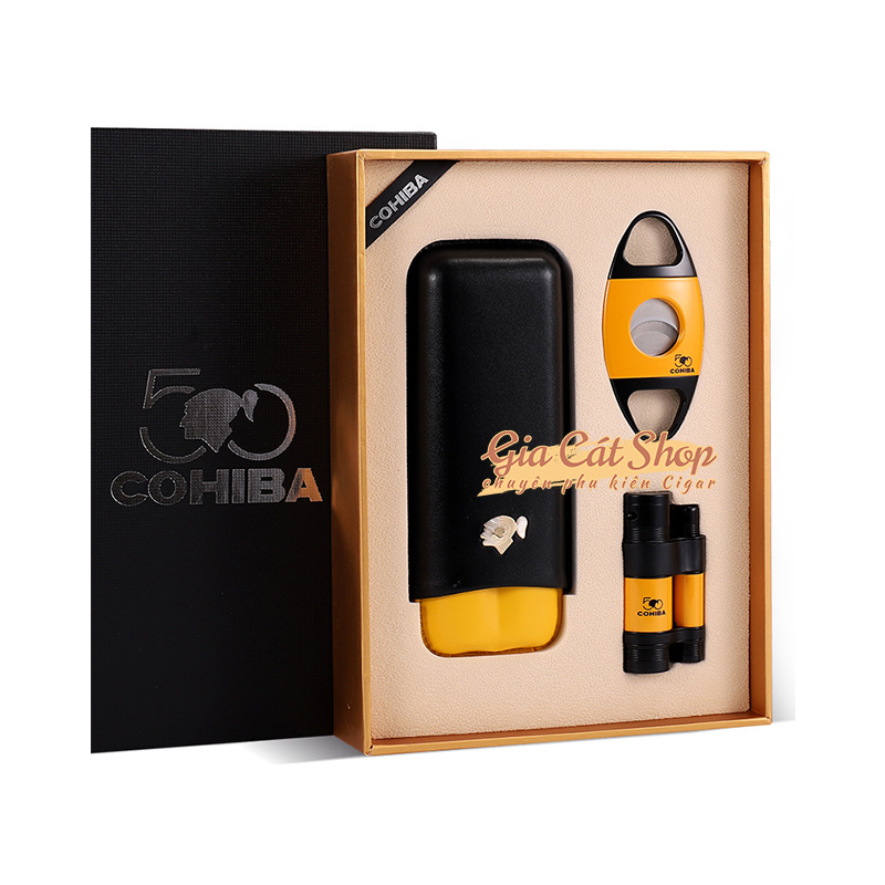 Combo khò cắt bao da cầm tay Cohiba
