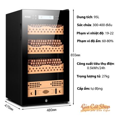 Tủ bảo quản cigar FUKE, tủ điện sức chứa 300-350 điếu