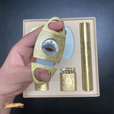 Bộ phụ kiện cigar Golden Fire 4 món, khò cắt gạt tàn và ống đựng cigar